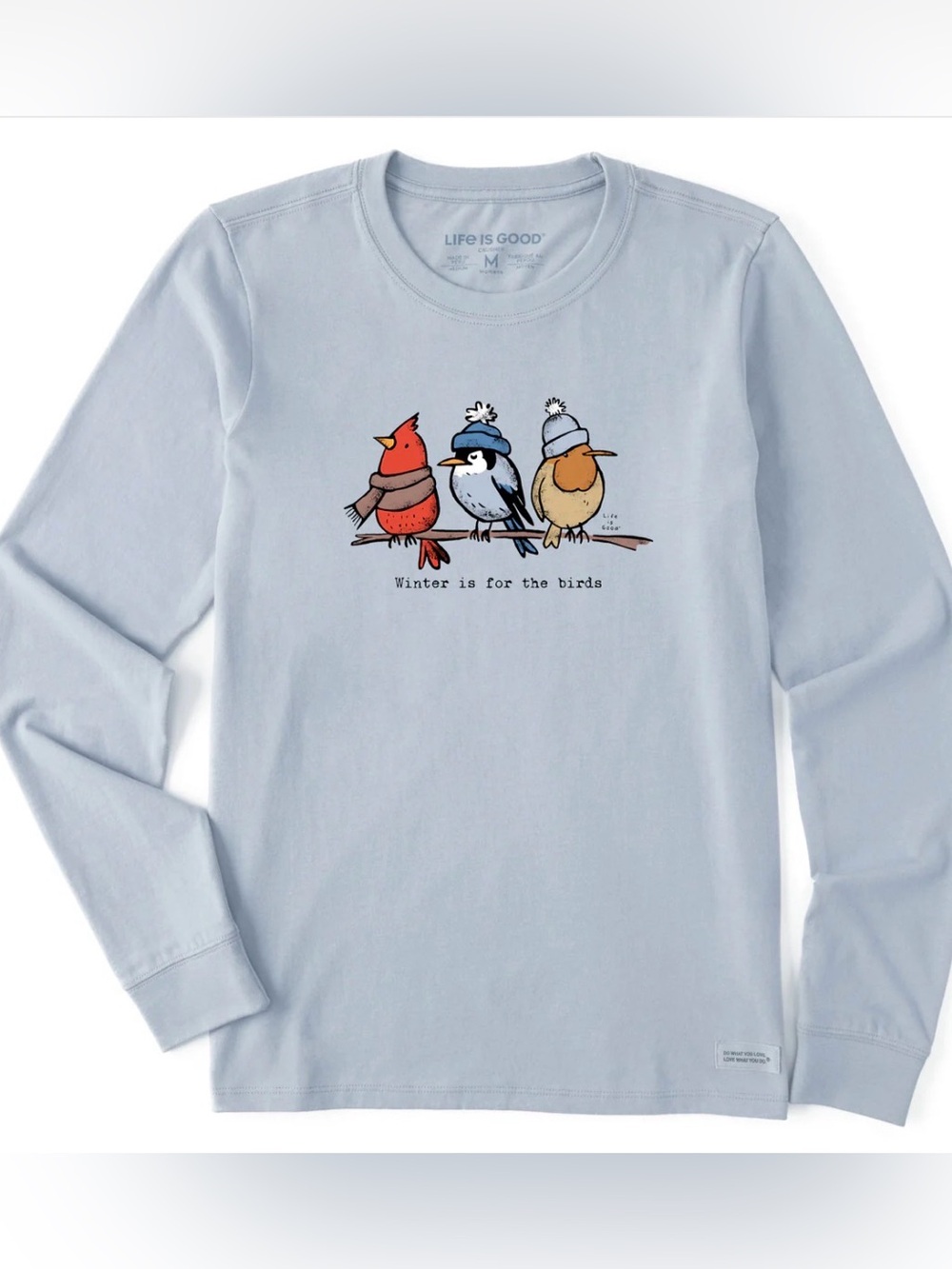 Life is Good Size M Light Blue 'Winter is for the Birds' Long Sleeve Tee